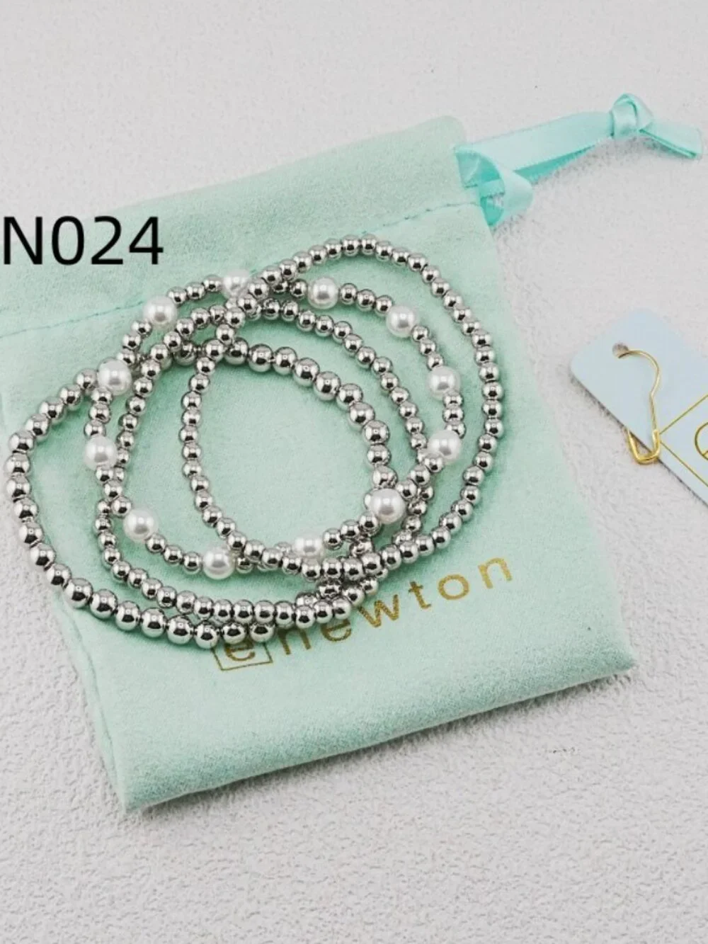 Enewton Platinum Bead & Pearl Bracelet Set